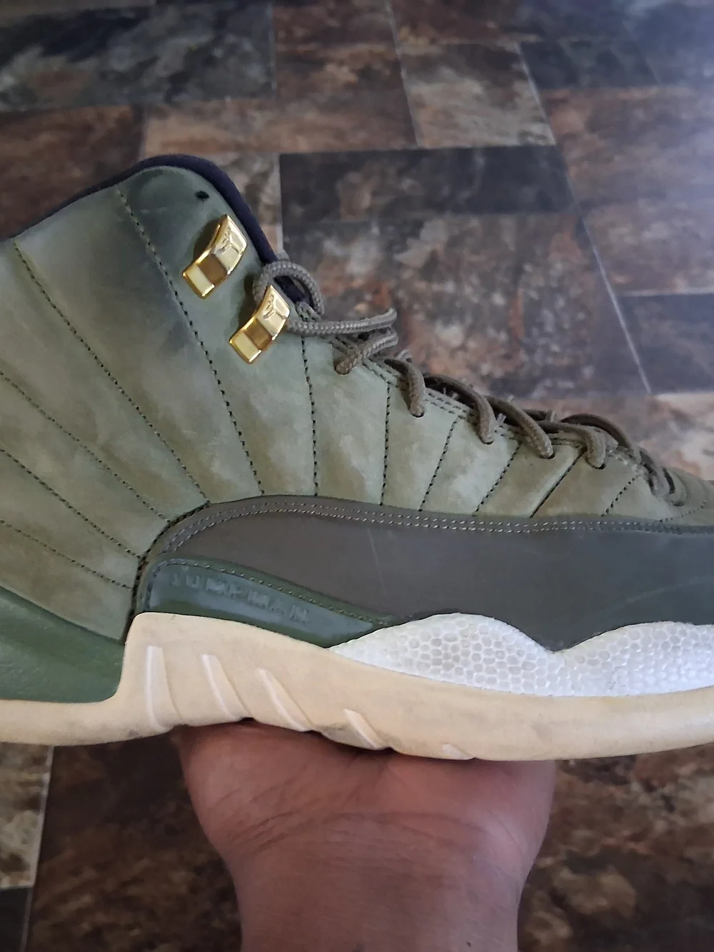 Jordan Men's Olive Green Mid-Top Basketball Shoes